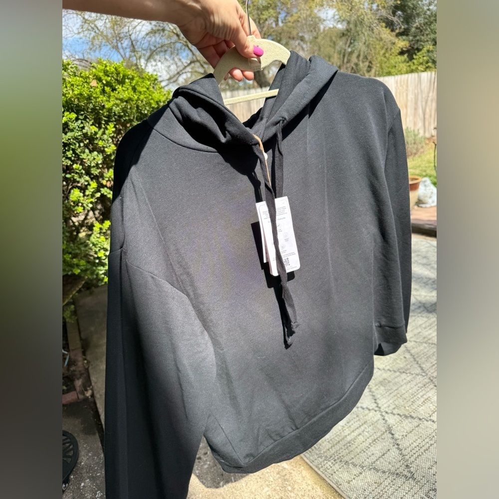 New QUINCE SuperSoft Fleece Pullover Hoodie Black - Picture 7 of 13